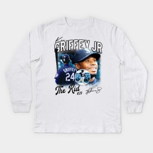 Ken Griffey Jr The Kid Basketball Legend Signature Vintage Retro 80s 90s Bootleg Rap Style Kids Long Sleeve T-Shirt